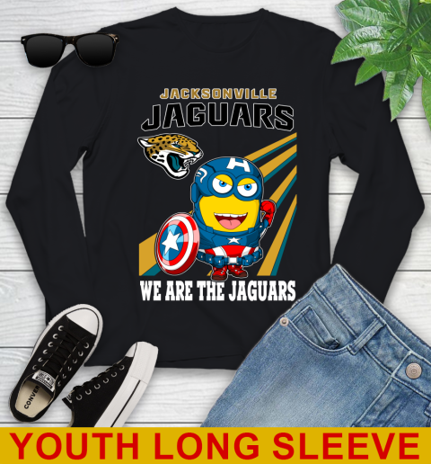 NFL Football Jacksonville Jaguars Captain America Marvel Avengers Minion Shirt Youth Long Sleeve