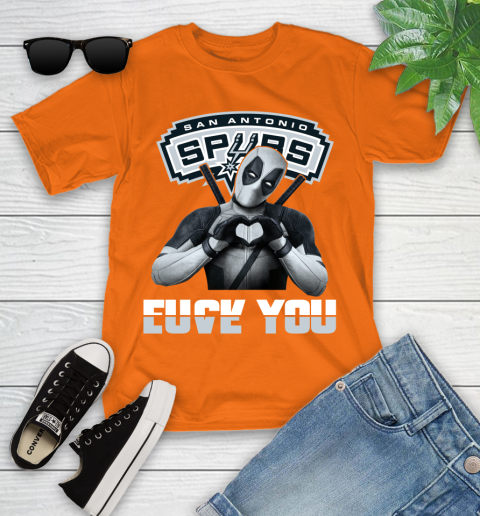 NBA San Antonio Spurs Deadpool Love You Fuck You Basketball Sports Youth T-Shirt 9