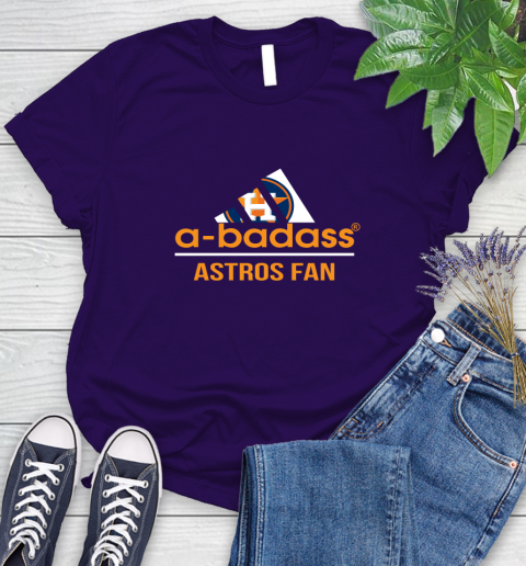MLB A Badass Houston Astros Fan Adidas Baseball Sports Women's T-Shirt 4