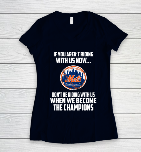 MLB New York Mets Baseball We Become The Champions Women's V-Neck T-Shirt 2