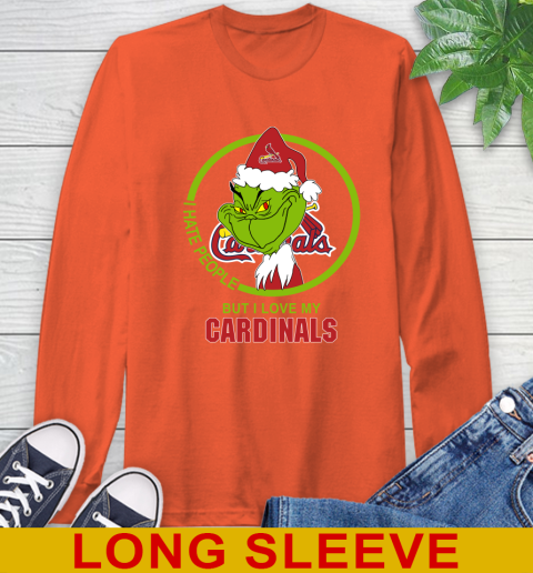 St.Louis Cardinals MLB Christmas Grinch I Hate People But I Love My Favorite Baseball Team Long Sleeve T-Shirt 5