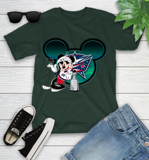 NHL Columbus Blue Jackets Stanley Cup Mickey Mouse Disney Hockey T Shirt Youth T-Shirt 5