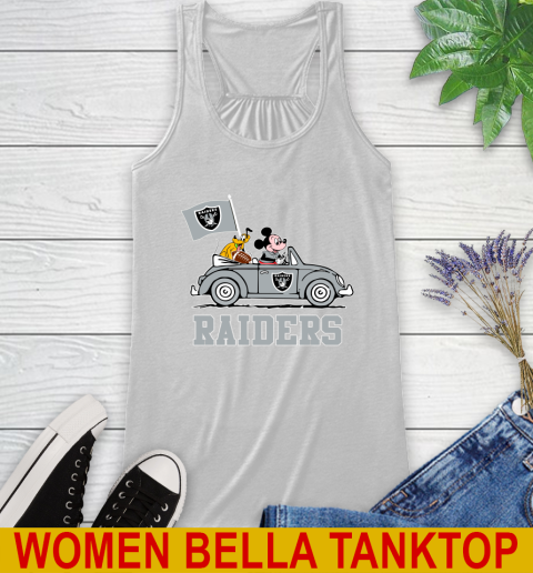 NFL Football Oakland Raiders Pluto Mickey Driving Disney Shirt Racerback Tank
