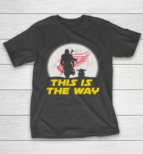 Detroit Red Wings NHL Ice Hockey Star Wars Yoda And Mandalorian This Is The Way T-Shirt