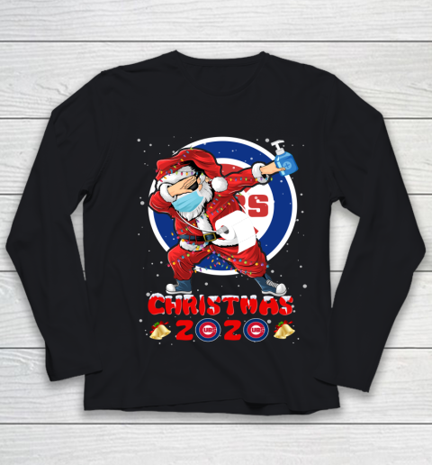 Chicago Cubs Funny Santa Claus Dabbing Christmas 2020 MLB Youth Long Sleeve