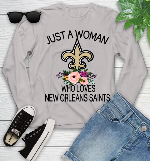 NFL Just A Woman Who Loves New Orleans Saints Football Sports Youth Long Sleeve 9