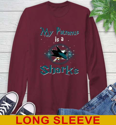 NHL Hockey Harry Potter My Patronus Is A San Jose Sharks Long Sleeve T-Shirt 7