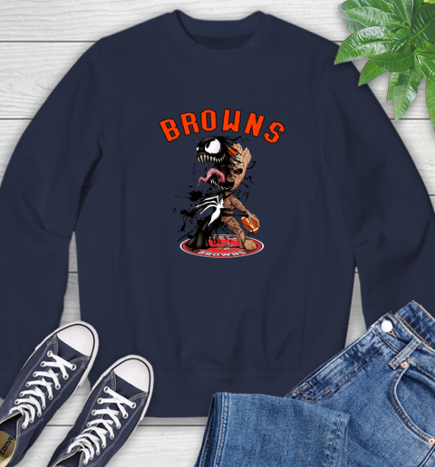 NFL Cleveland Browns Football Venom Groot Guardians Of The Galaxy Sweatshirt 3