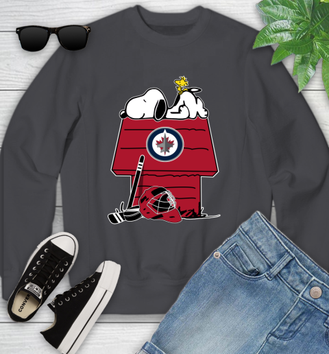 Winnipeg Jets NHL Hockey Snoopy Woodstock The Peanuts Movie Youth Sweatshirt 6