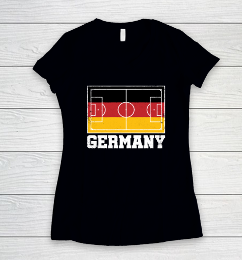 Germany Soccer Field Country Flag German Pride Women's V-Neck T-Shirt