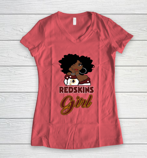 Washington Redskins Girl NFL Women's V-Neck T-Shirt 6