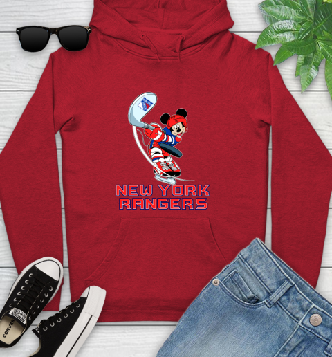 NHL Hockey New York Rangers Cheerful Mickey Mouse Shirt Youth Hoodie 10