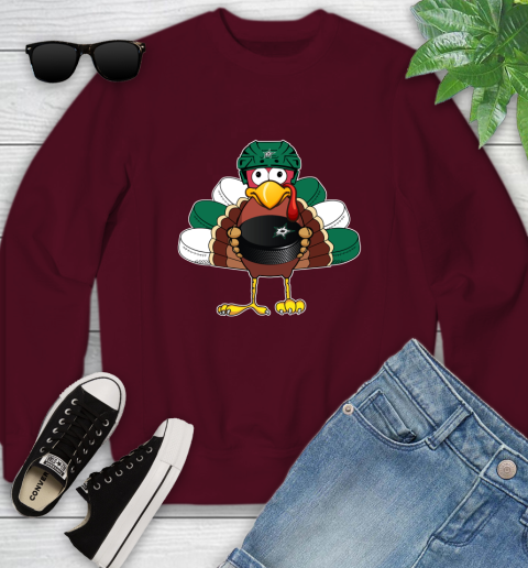 Dallas Stars Turkey Thanksgiving Day Youth Sweatshirt 5