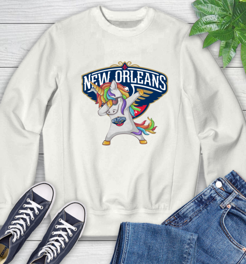 New Orleans Pelicans NBA Basketball Funny Unicorn Dabbing Sports Sweatshirt