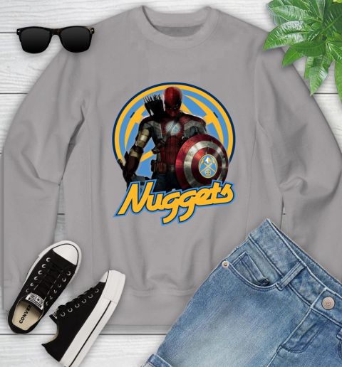 Denver Nuggets NBA Basketball Captain America Thor Spider Man Hawkeye Avengers Youth Sweatshirt 4