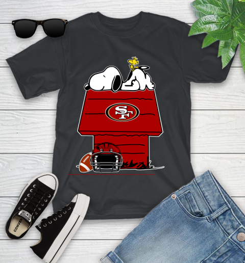 San Francisco 49ers NFL Football Snoopy Woodstock The Peanuts Movie Youth T-Shirt 2