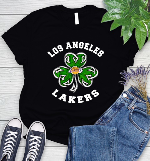 NBA Los Angeles Lakers Three Leaf Clover St Patrick's Day Basketball Sports Women's T-Shirt