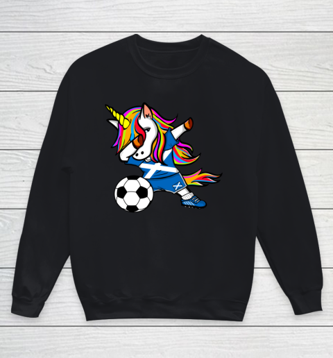 Dabbing Unicorn Scotland Football Scottish Flag Soccer Youth Sweatshirt
