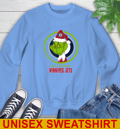Winnipeg Jets NHL Christmas Grinch I Hate People But I Love My Favorite Hockey Team Sweatshirt 11