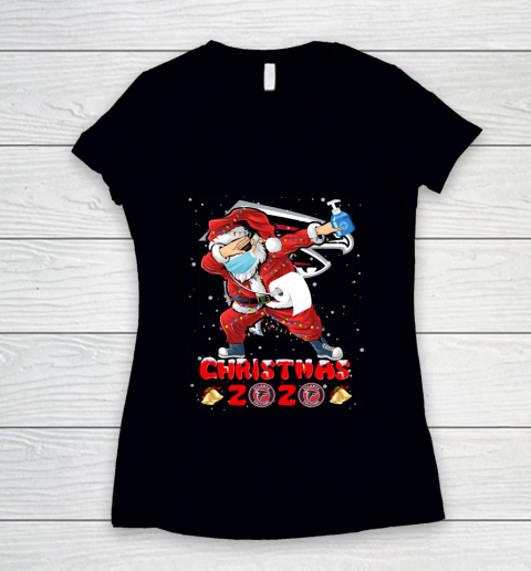 Atlanta Falcons Funny Santa Claus Dabbing Christmas 2020 NFL Women's V-Neck T-Shirt