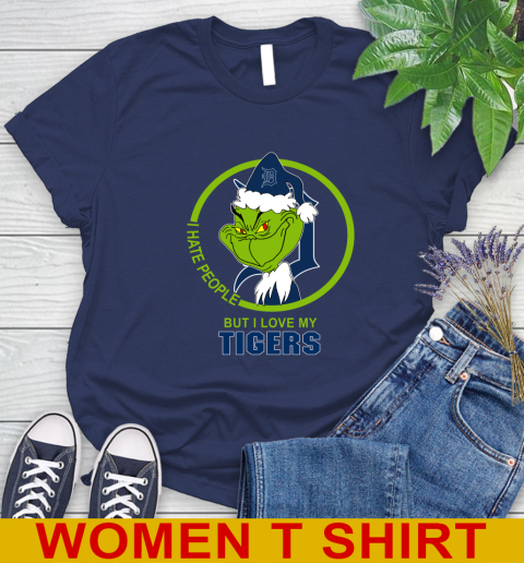 Detroit Tigers MLB Christmas Grinch I Hate People But I Love My Favorite Baseball Team Women's T-Shirt 12