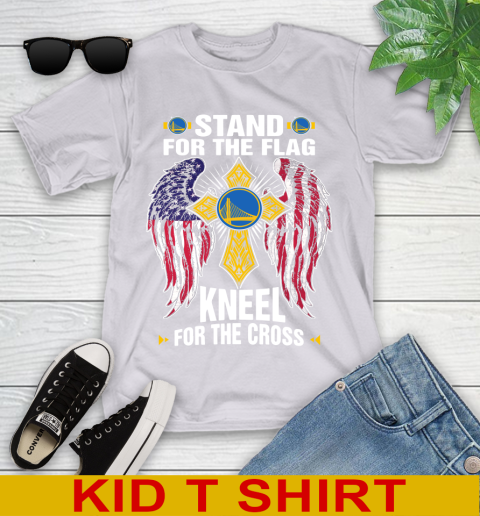 NBA Basketball Golden State Warriors Stand For Flag Kneel For The Cross Shirt Youth T-Shirt 4