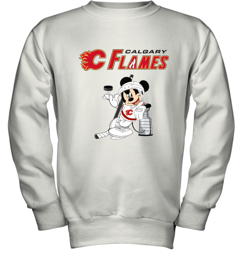 Mickey Calgary Flames With The Stanley Cup Hockey NHL Youth Sweatshirt