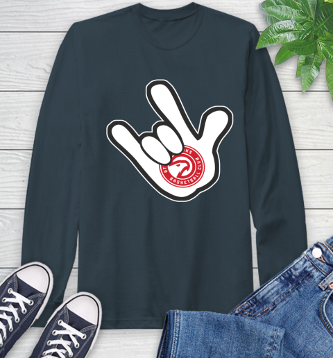 Atlanta Hawks NBA Basketball Mickey Rock Hand Disney Long Sleeve T-Shirt 8