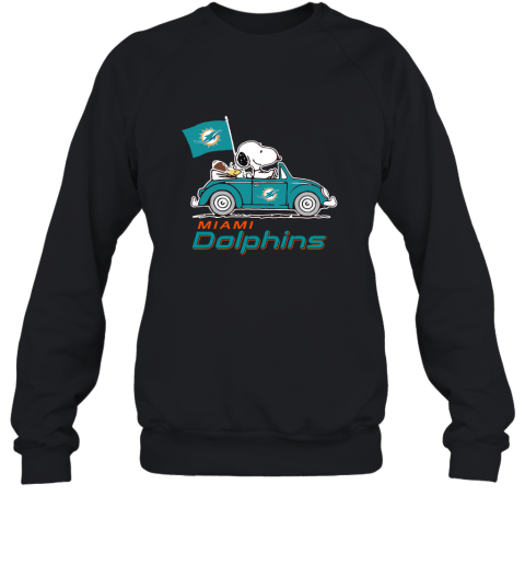 Snoopy And Woodstock Ride The Miami Dolphins Car NFL Sweatshirt