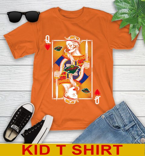 NHL Hockey Minnesota Wild The Queen Of Hearts Card Shirt Youth T-Shirt 8