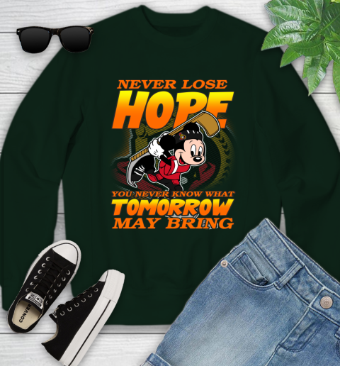 Ottawa Senators NHL Hockey ootball Mickey Disney Never Lose Hope Youth Sweatshirt - Image 10