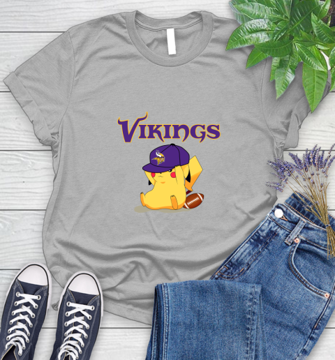 NFL Pikachu Football Sports Minnesota Vikings Women's T-Shirt 5