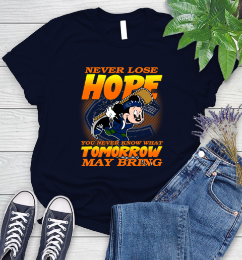 Vancouver Canucks NHL Hockey ootball Mickey Disney Never Lose Hope Women's T-Shirt 3 Vancouver Canucks NHL Hockey ootball Mickey Disney Never Lose Hope Women's T-Shirt - Image 3