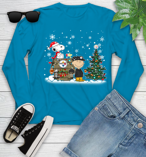 NFL Pittsburgh Steelers Snoopy Charlie Brown Christmas Football Super Bowl Sports Youth Long Sleeve 8
