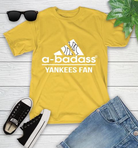 MLB A Badass New York Yankees Fan Adidas Baseball Sports Youth T-Shirt 10