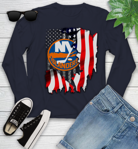 New York Islanders NHL Hockey American Flag Youth Long Sleeve 2