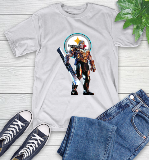 NFL Thanos Gauntlet Avengers Endgame Football Pittsburgh Steelers T-Shirt 12