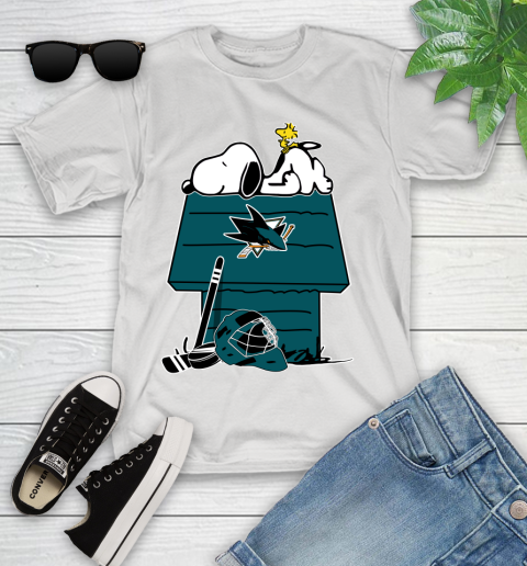 San Jose Sharks NHL Hockey Snoopy Woodstock The Peanuts Movie Youth T-Shirt