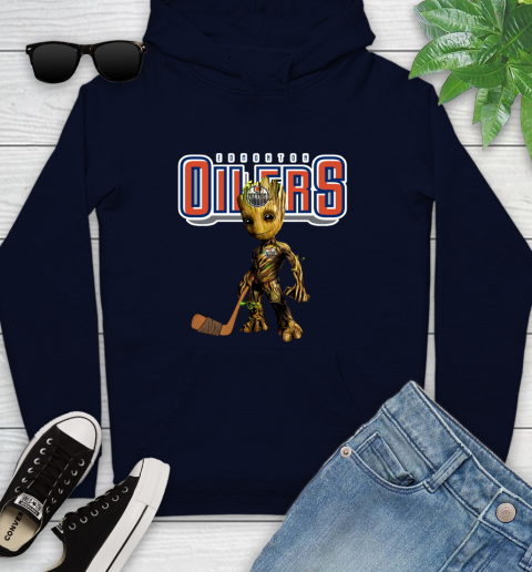 Edmonton Oilers NHL Hockey Groot Marvel Guardians Of The Galaxy Youth Hoodie 4