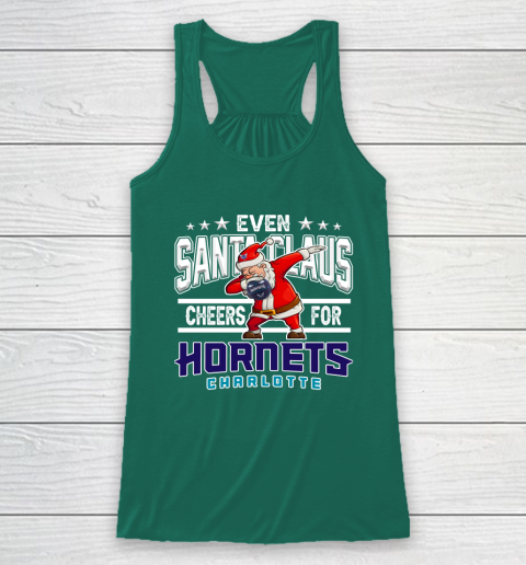 Charlotte Hornets Even Santa Claus Cheers For Christmas NBA Racerback Tank 5