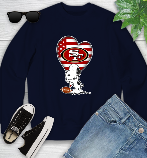 San Francisco 49ers NFL Football The Peanuts Movie Adorable Snoopy Youth Sweatshirt 3