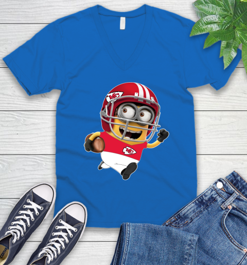 NFL Kansas City Chiefs Minions Disney Football Sports V-Neck T-Shirt 6