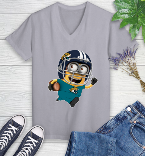 NFL Jacksonville Jaguars Minions Disney Football Sports Women's V-Neck T-Shirt 4