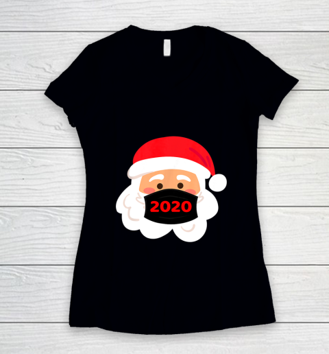 Santa Wearing Mask Quarantine Christmas 2020 Women's V-Neck T-Shirt