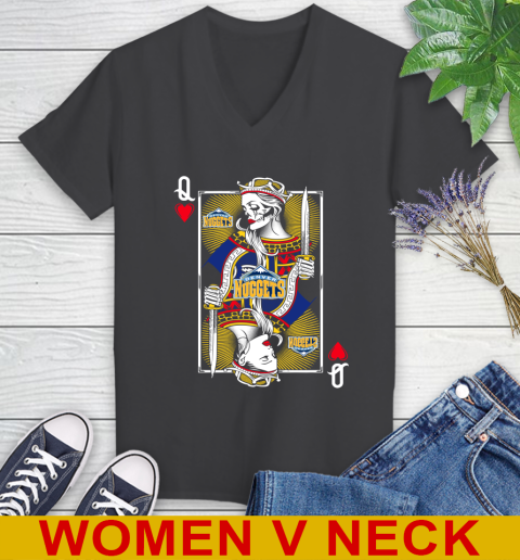 NBA Basketball Denver Nuggets The Queen Of Hearts Card Shirt Women's V-Neck T-Shirt 8