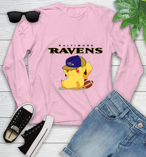 NFL Pikachu Football Sports Baltimore Ravens Youth Long Sleeve 10