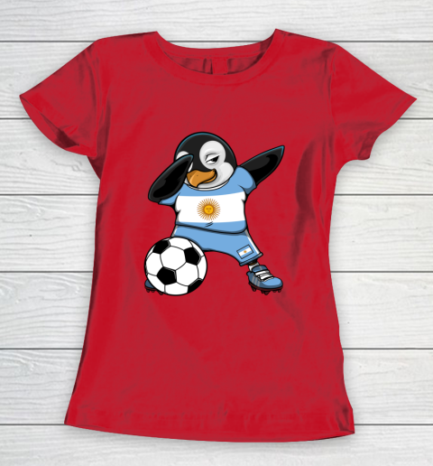 Dabbing Penguin Argentina Soccer Fans Jersey Football Lovers Women's T-Shirt 7
