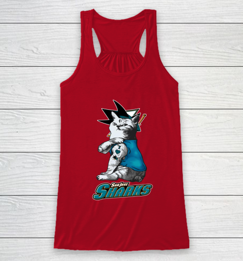NHL My Cat Loves San Jose Sharks Hockey Racerback Tank 4