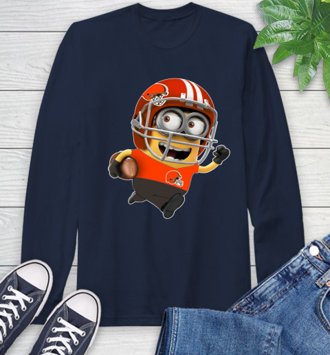 NFL Cleveland Browns Minions Disney Football Sports Long Sleeve T-Shirt 4