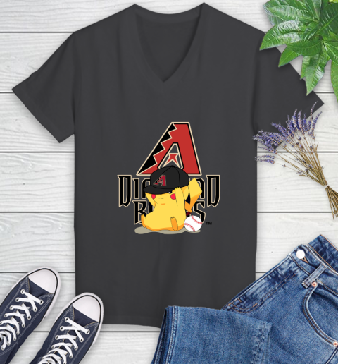 MLB Pikachu Baseball Sports Arizona Diamondbacks Women's V-Neck T-Shirt 8